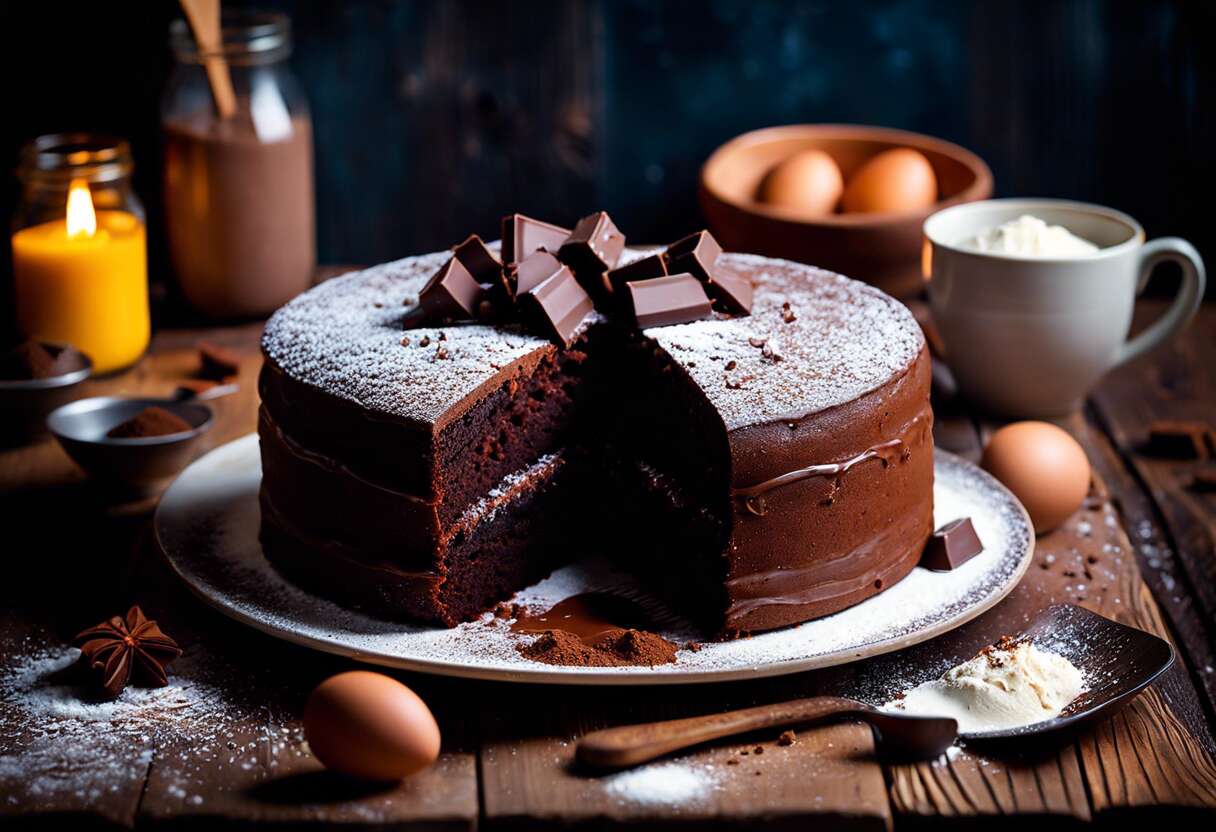 La préparation pas à pas d'un cake au chocolat fondant