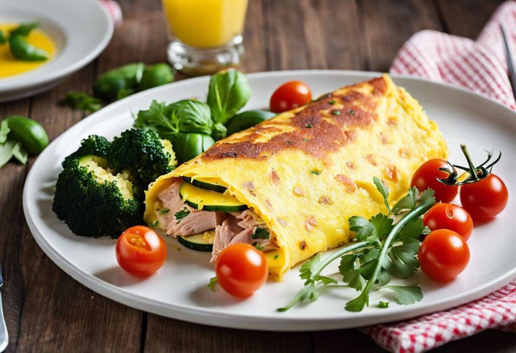 Recette d’omelette roulée au thon et aux légumes d’été