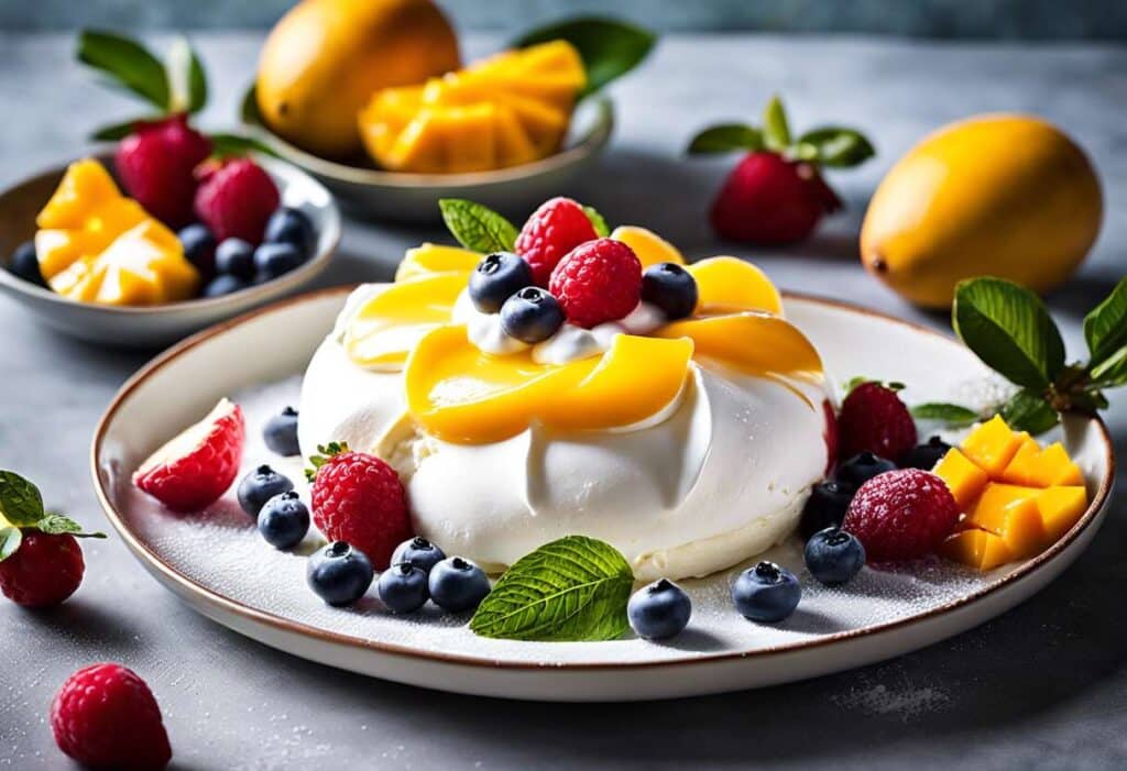 Recette de Pavlova à la mangue fraîche : un dessert exotique et gourmand