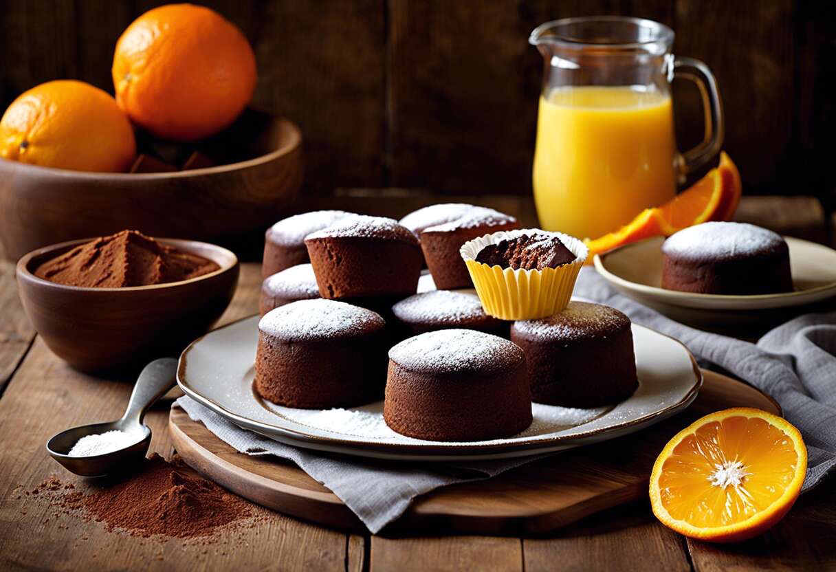 Recette de petits cakes sans beurre au cacao et jus d'orange : gourmandise légère